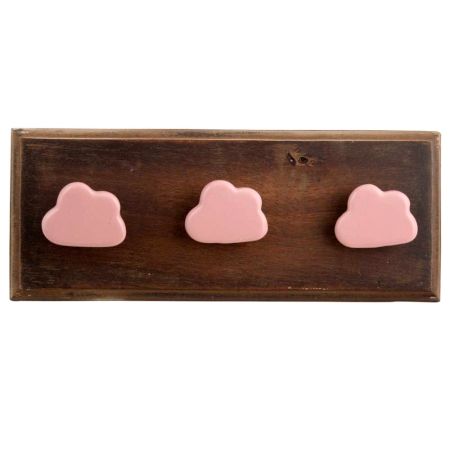 Pink Cloud Ceramic Wooden Hook 